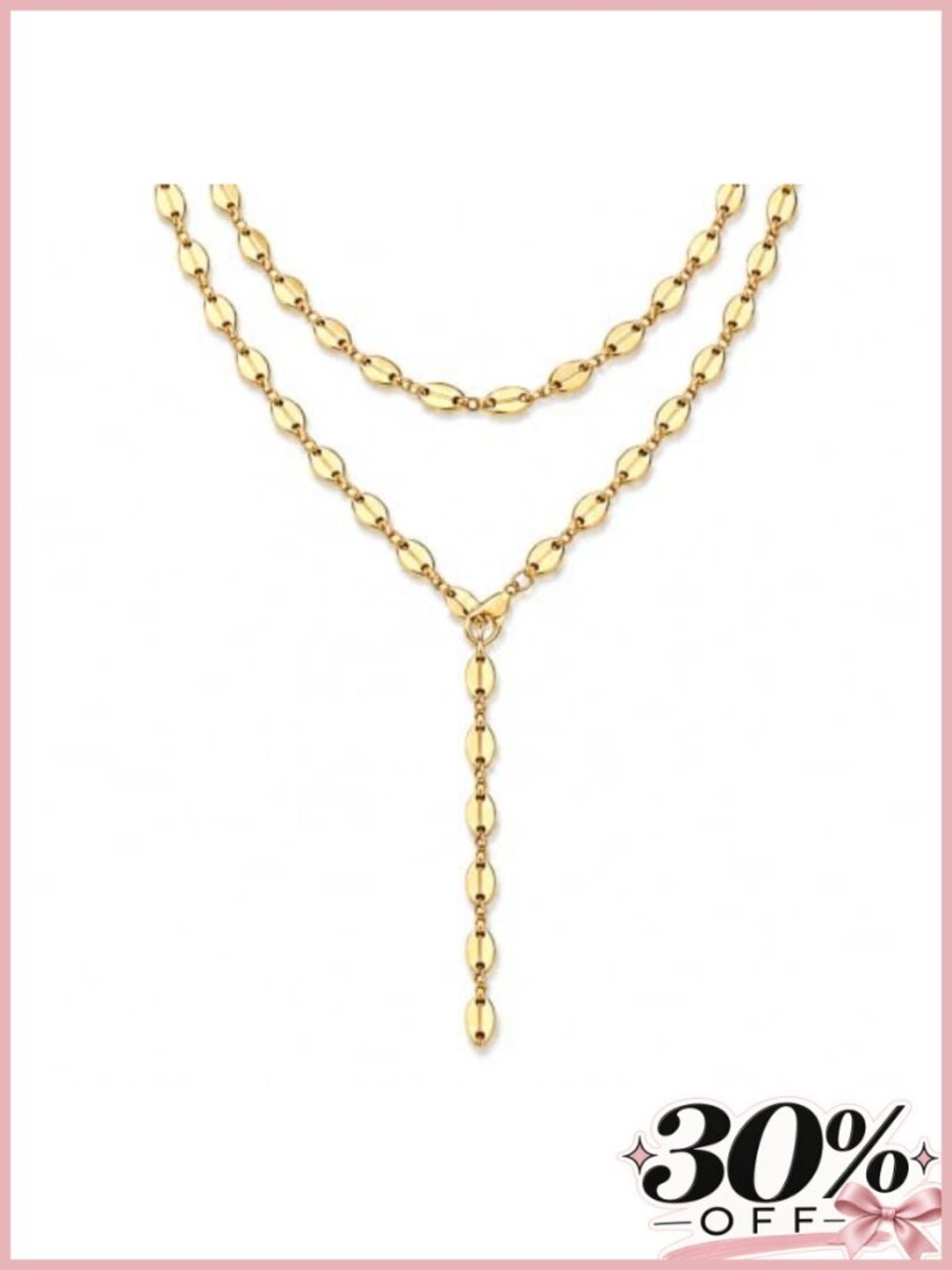 Chunky Gold Layered Necklace Set 2Pc Y Shaped Lariat Drop Chain Geometric